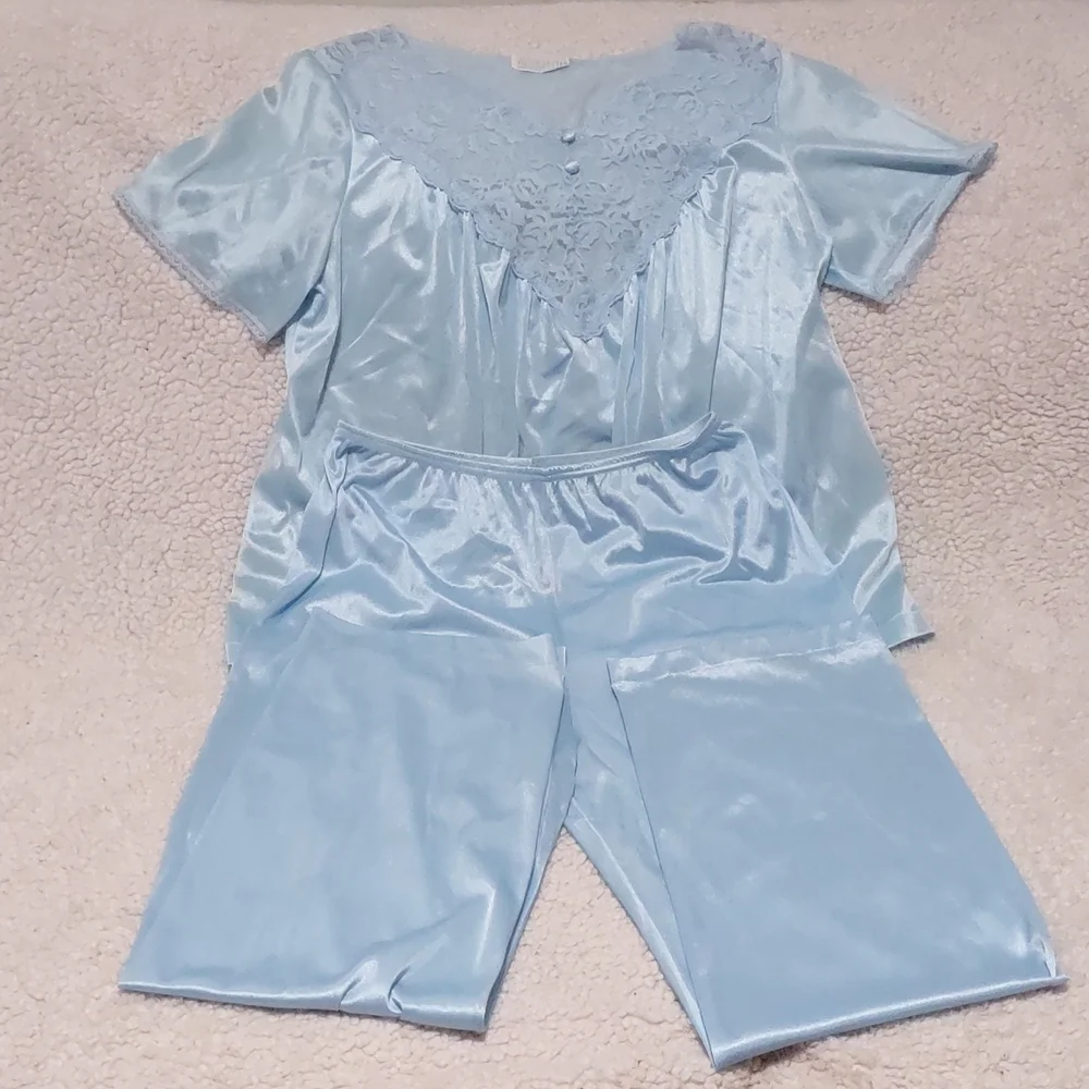 Vassarette Intimate Sleepwear Size M Blue Set 2pcs Made in USA